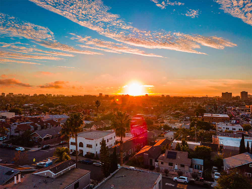 San Diego Skyline Sunset View from North Park