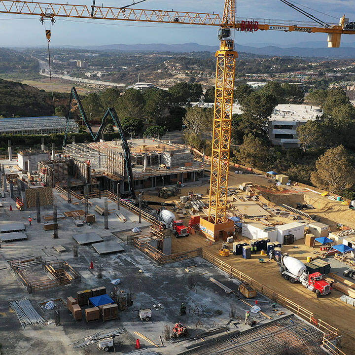Construction Crane and Jobsite Aerial Photo in San Diego