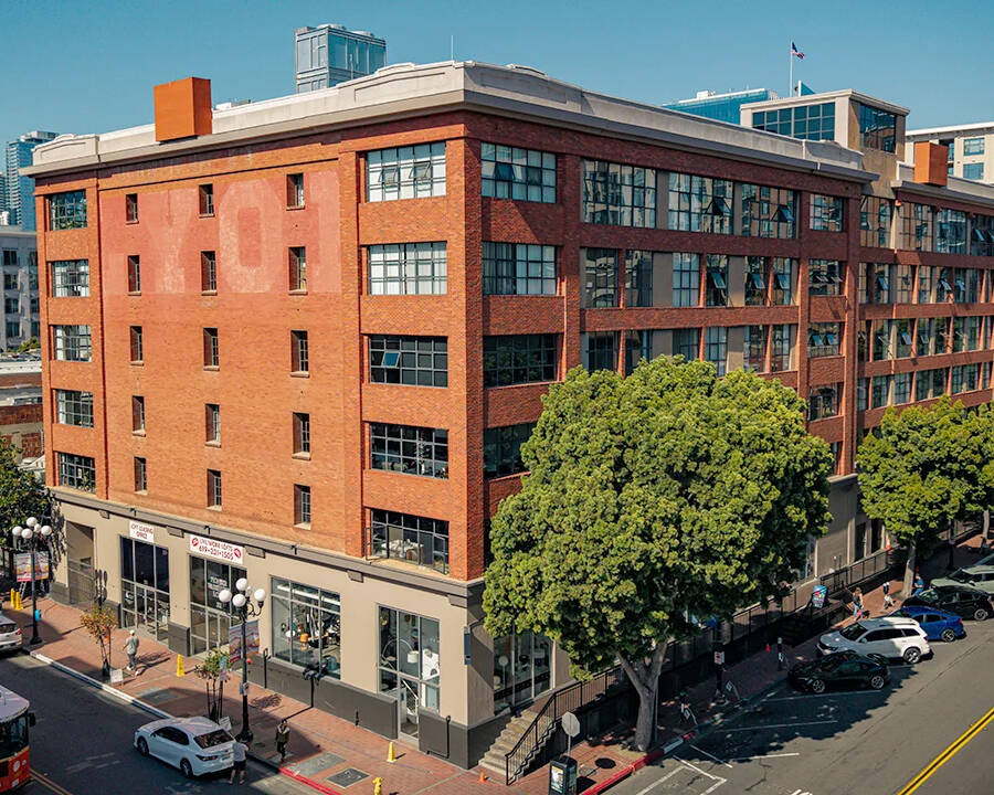 Pioneer Warehouse Lofts building in the Gaslamp Quarter, home of Drone Company San Diego