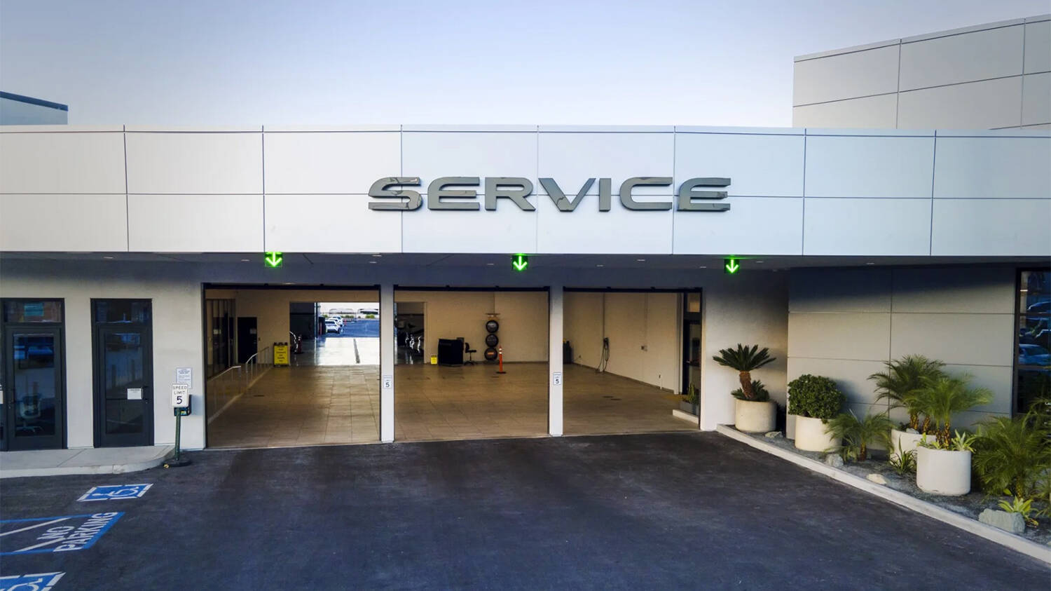 Aerial photography of the service bay at Lexus El Cajon in San Diego County
