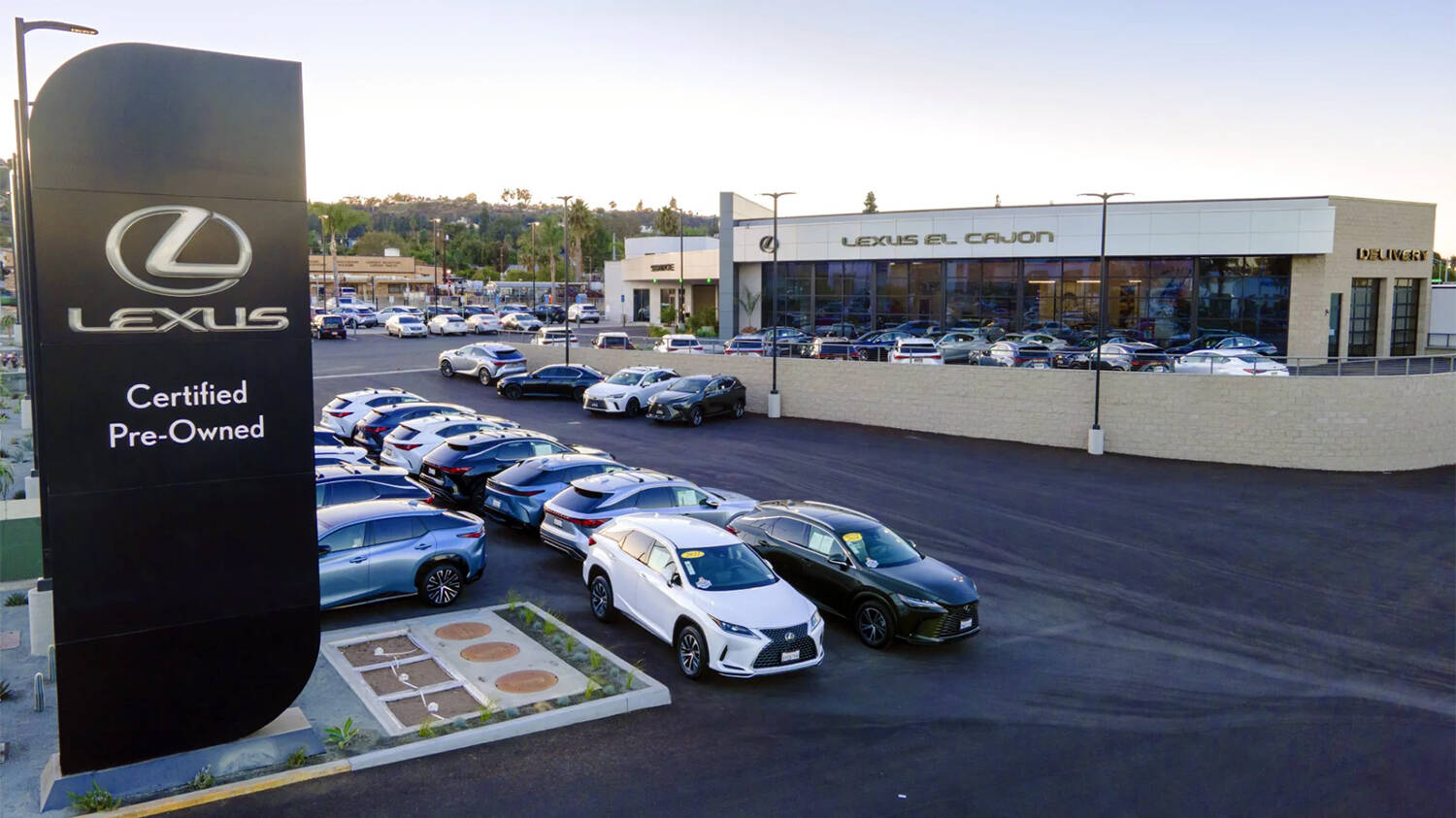 Aerial photography of used cars at Lexus El Cajon in San Diego County
