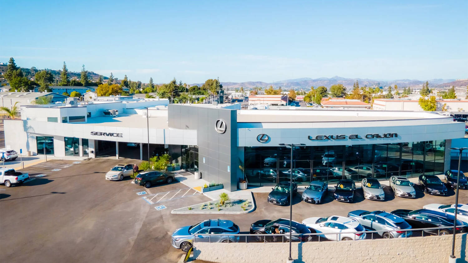 Aerial view of Lexus El Cajon car dealership in San Diego County