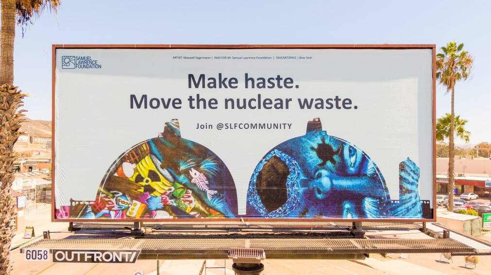 Aerial view of a billboard near Bolton and Hall in San Ysidro, San Diego.