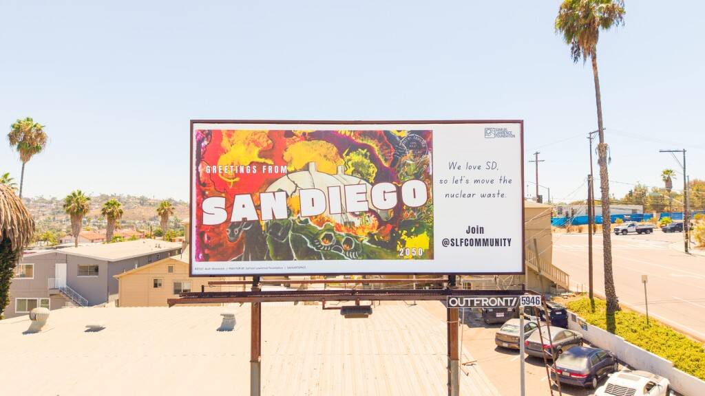 Aerial view of a billboard near Sweetwater and Troy in Spring Valley, San Diego County.